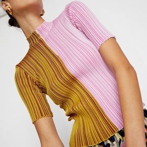 Julia Heuer Ginger Pleated Knit Top, XS